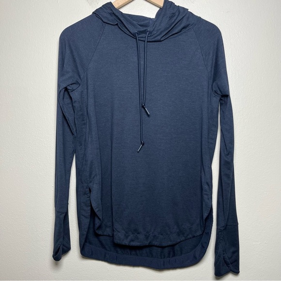 Athleta Women Uptempo Hoodie Sweatshirt Small Blue Hooded Gym Workout - Picture 1 of 11